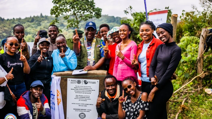 Rotaract Club of Nairobi Muthaiga North taking part in the Kereita 10000 trees challenge  2023